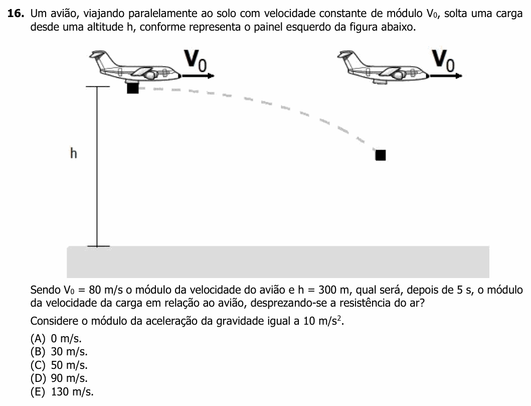 Enunciado da questão 16 de Física do UFRGS 2022