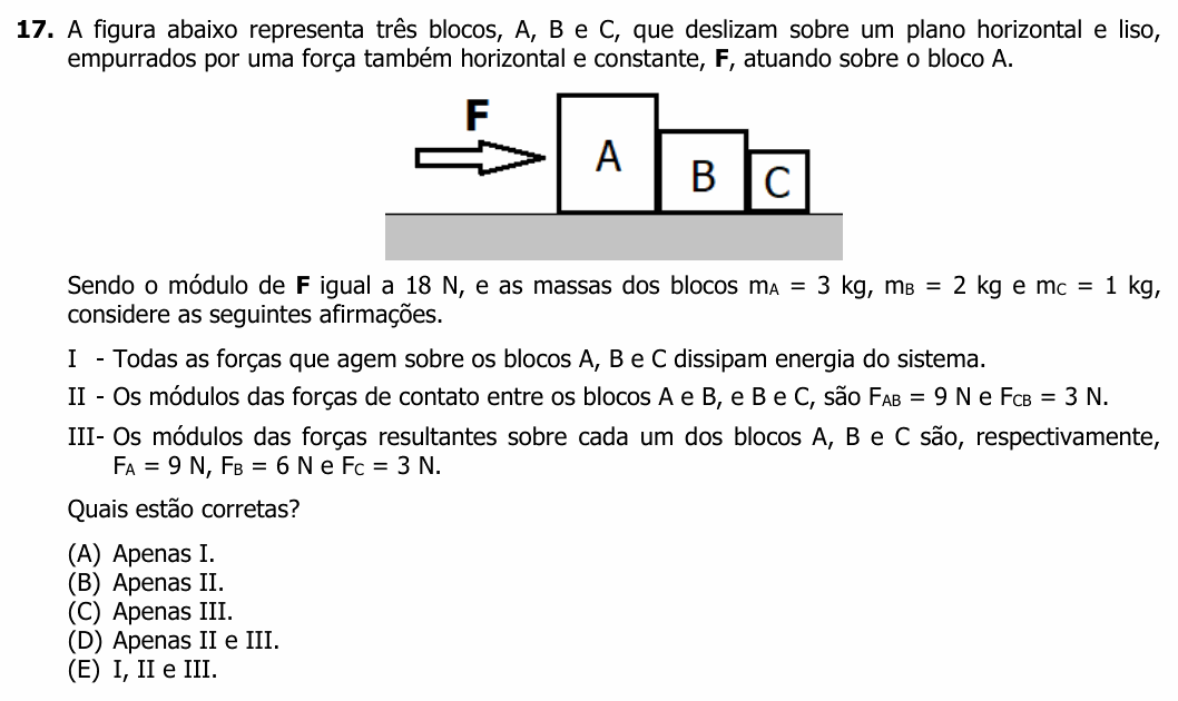 Enunciado da questão 17 de Física do UFRGS 2022