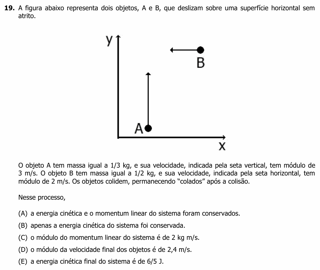 Enunciado da questão 19 de Física do UFRGS 2022