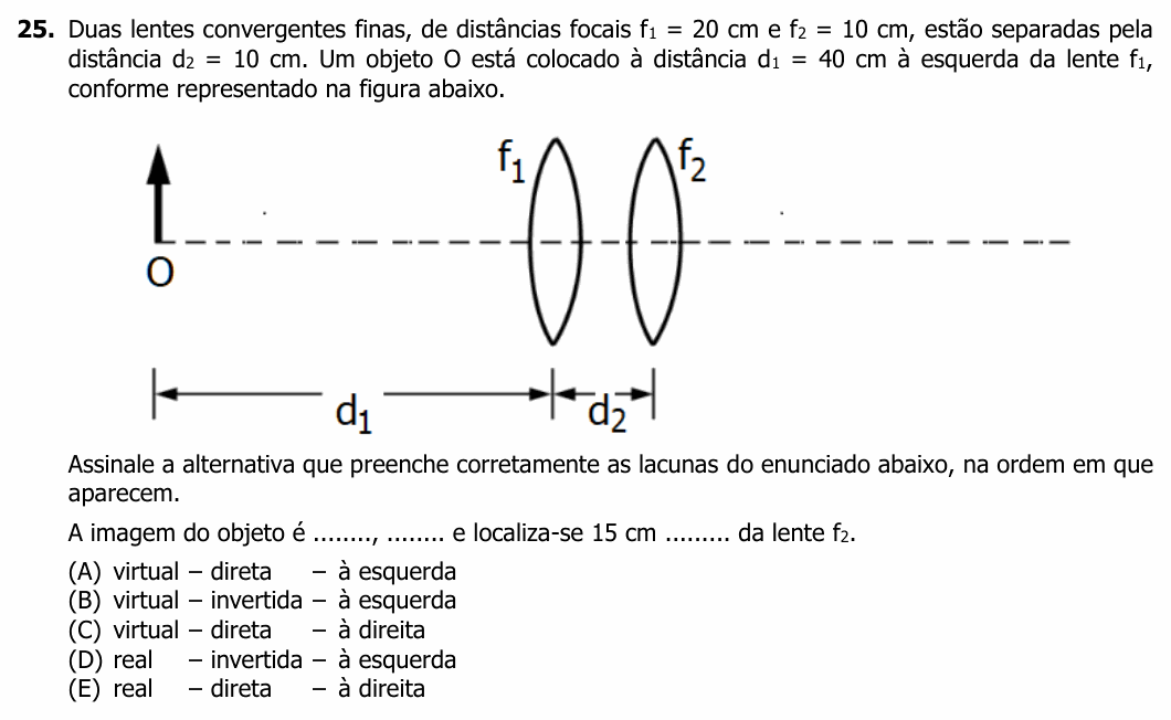 Enunciado da questão 25 de Física do UFRGS 2022