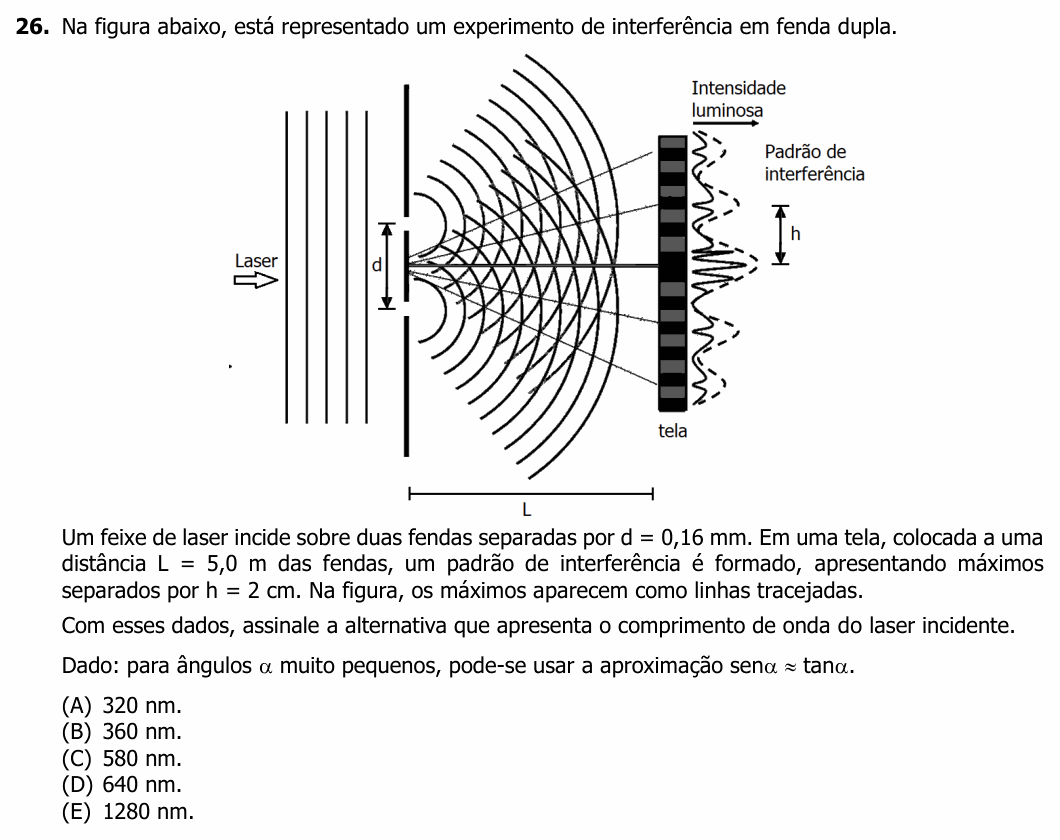 Enunciado da questão 26 de Física do UFRGS 2022
