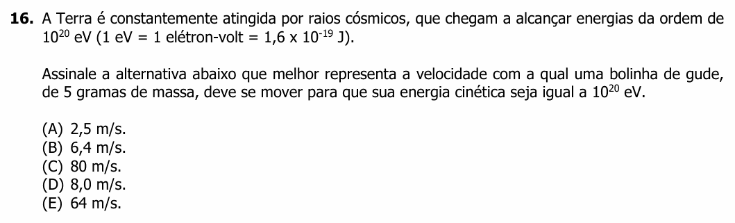 Enunciado da questão 16 de Física do UFRGS 2023
