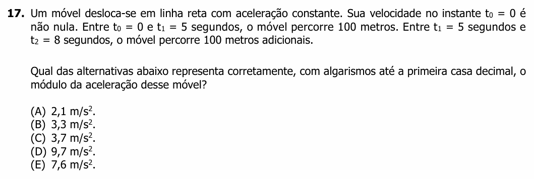 Enunciado da questão 17 de Física do UFRGS 2023