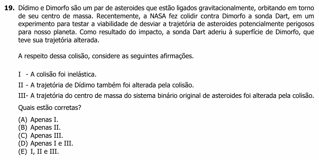 Enunciado da questão 19 de Física do UFRGS 2023