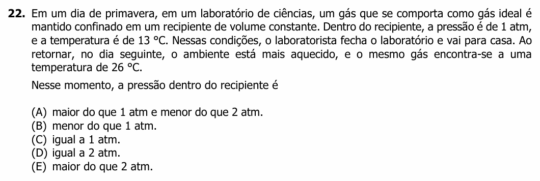 Enunciado da questão 22 de Física do UFRGS 2023
