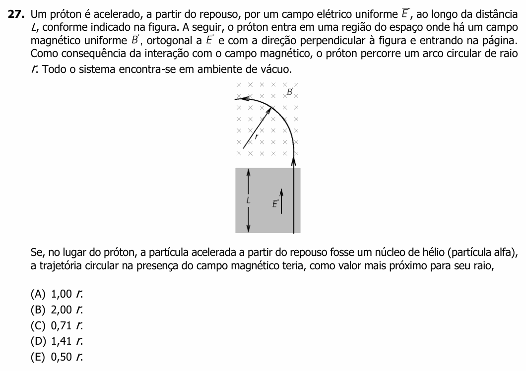 Enunciado da questão 27 de Física do UFRGS 2023