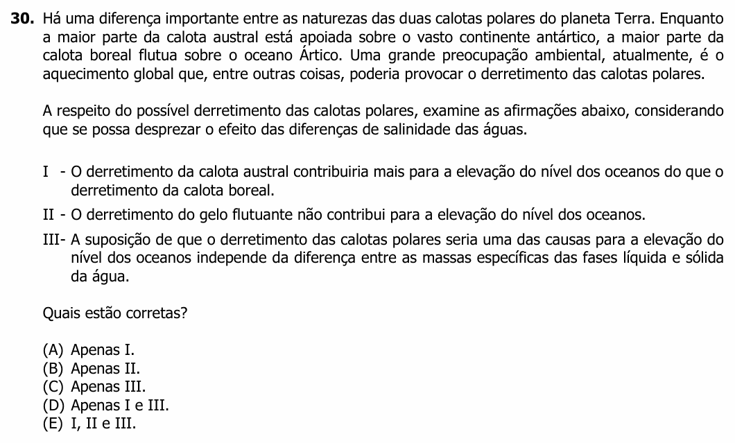 Enunciado da questão 30 de Física do UFRGS 2023