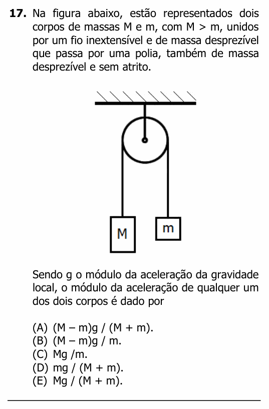 Enunciado da questão 17 de Física do UFRGS 2024