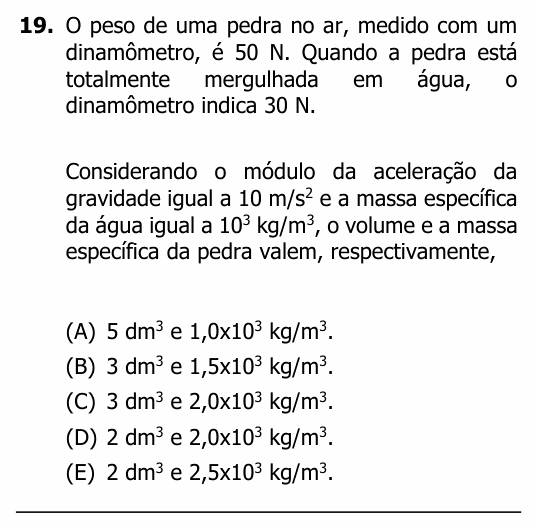 Enunciado da questão 19 de Física do UFRGS 2024