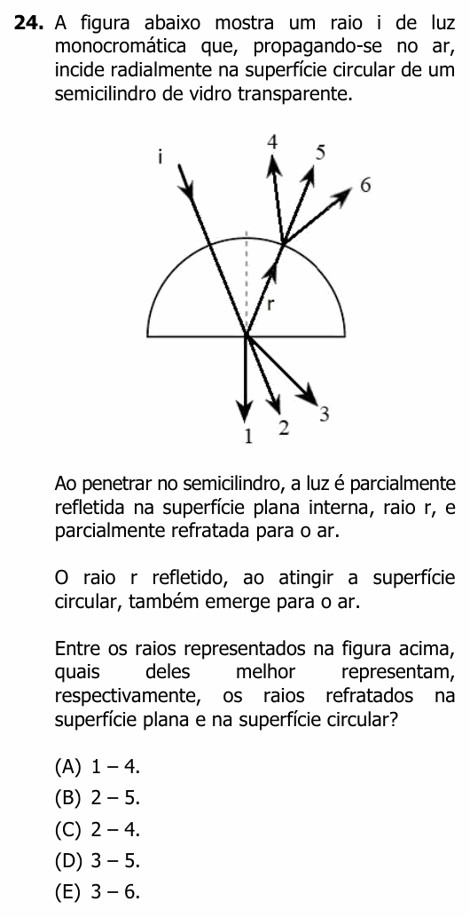 Enunciado da questão 24 de Física do UFRGS 2024
