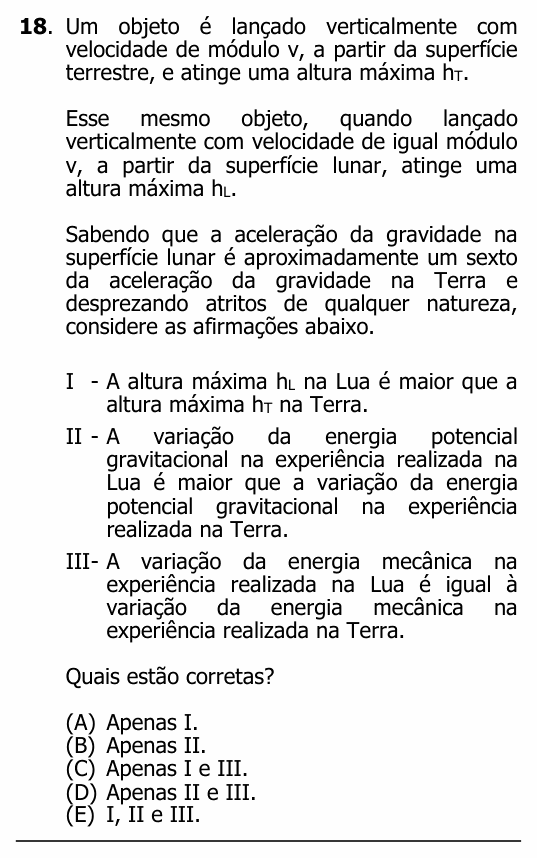 Enunciado da questão 18 de Física do UFRGS 2025