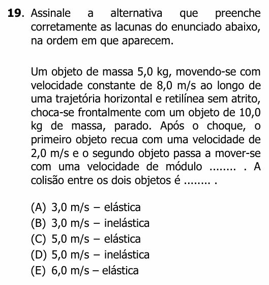 Enunciado da questão 19 de Física do UFRGS 2025