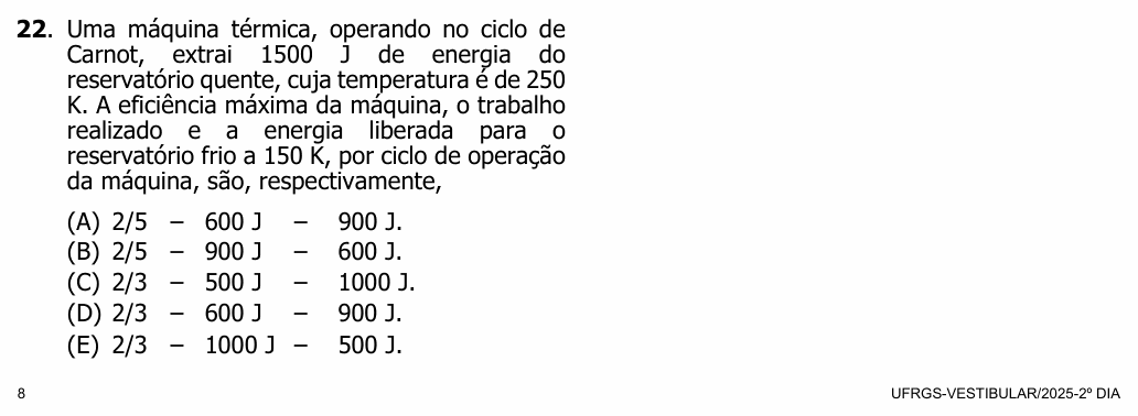 Enunciado da questão 22 de Física do UFRGS 2025