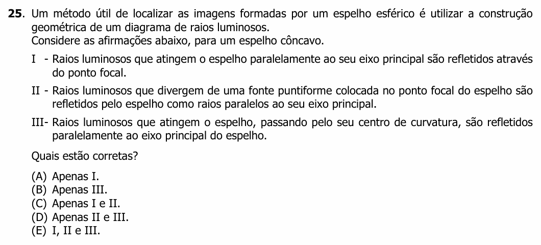 Enunciado da questão 25 de Física do UFRGS 2025