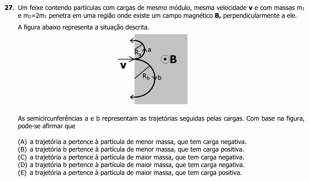 Enunciado da questão 27 de Física do UFRGS 2025