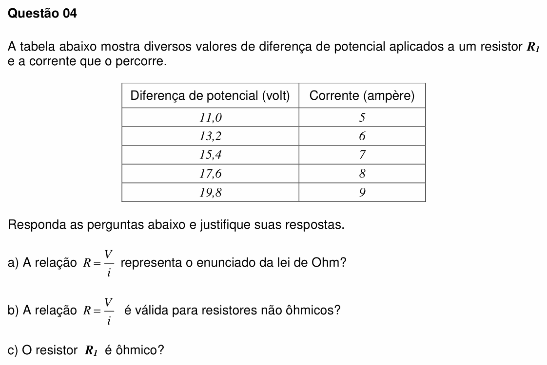 Enunciado da questão 4 de Física do UFSC 2010 (discursiva)