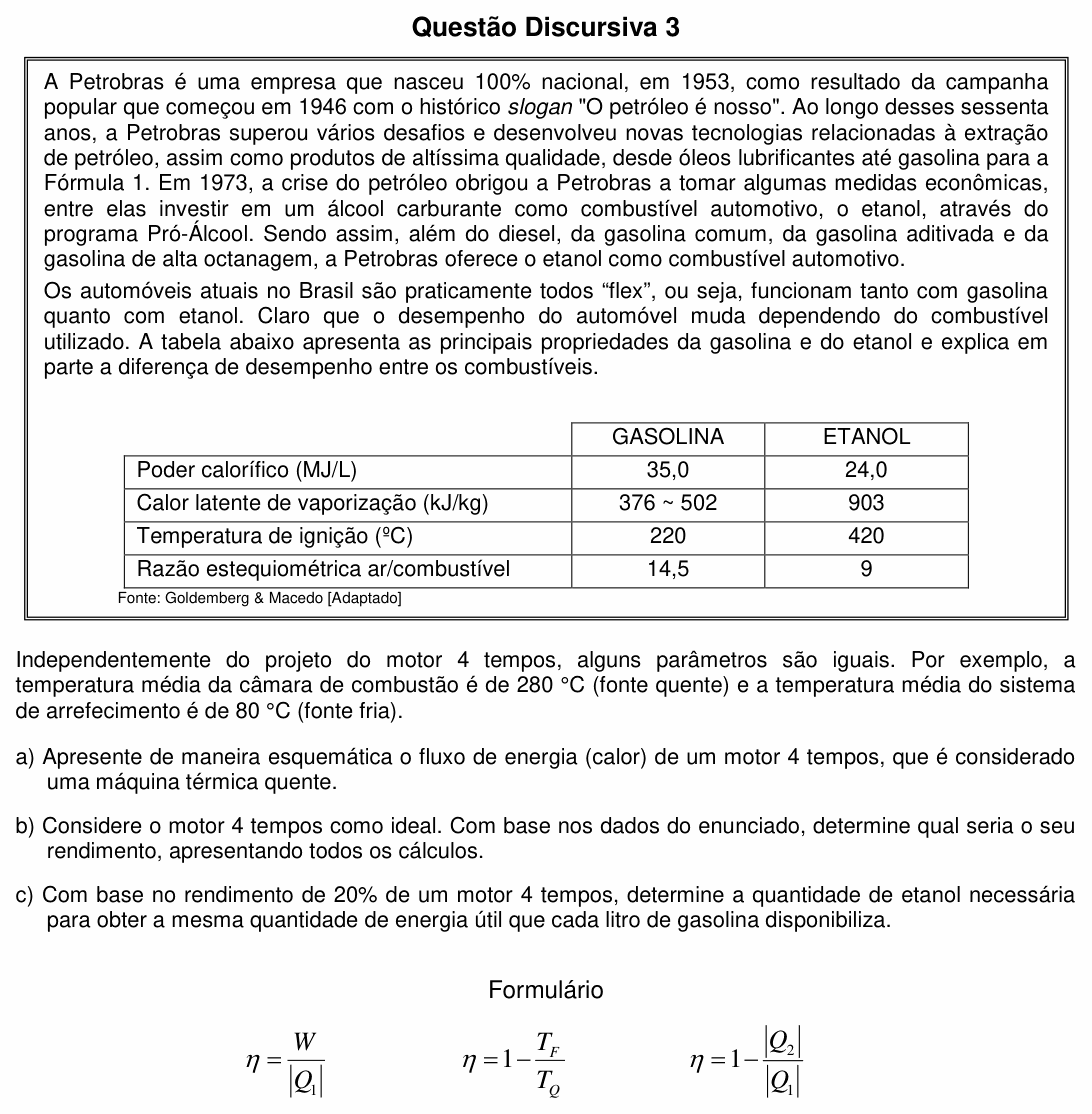 Enunciado da questão 3 de Física do UFSC 2014 (discursiva)