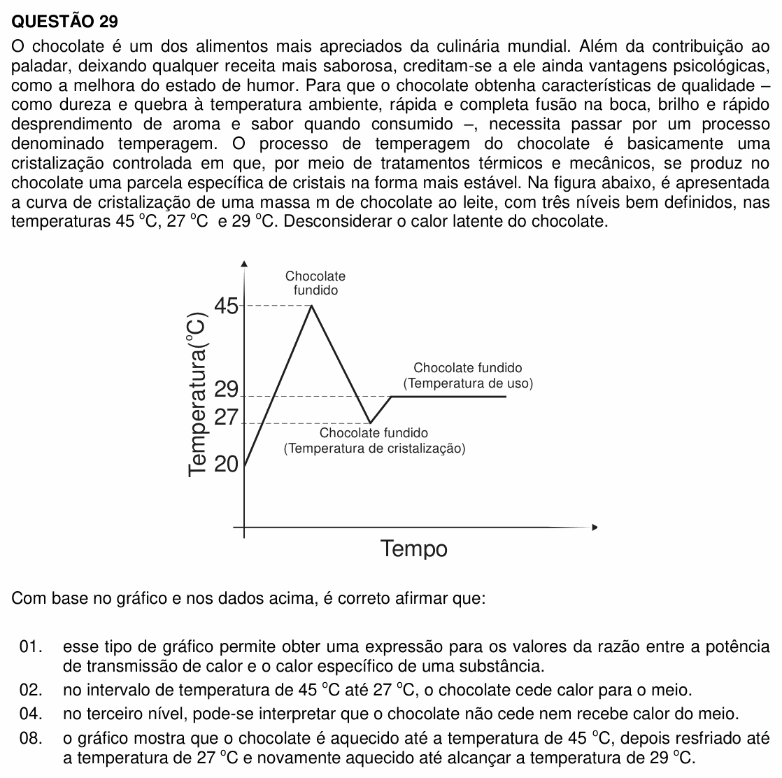 Enunciado da questão 29 de Física do UFSC 2017