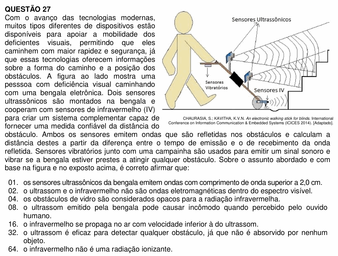 Enunciado da questão 27 de Física do UFSC 2020