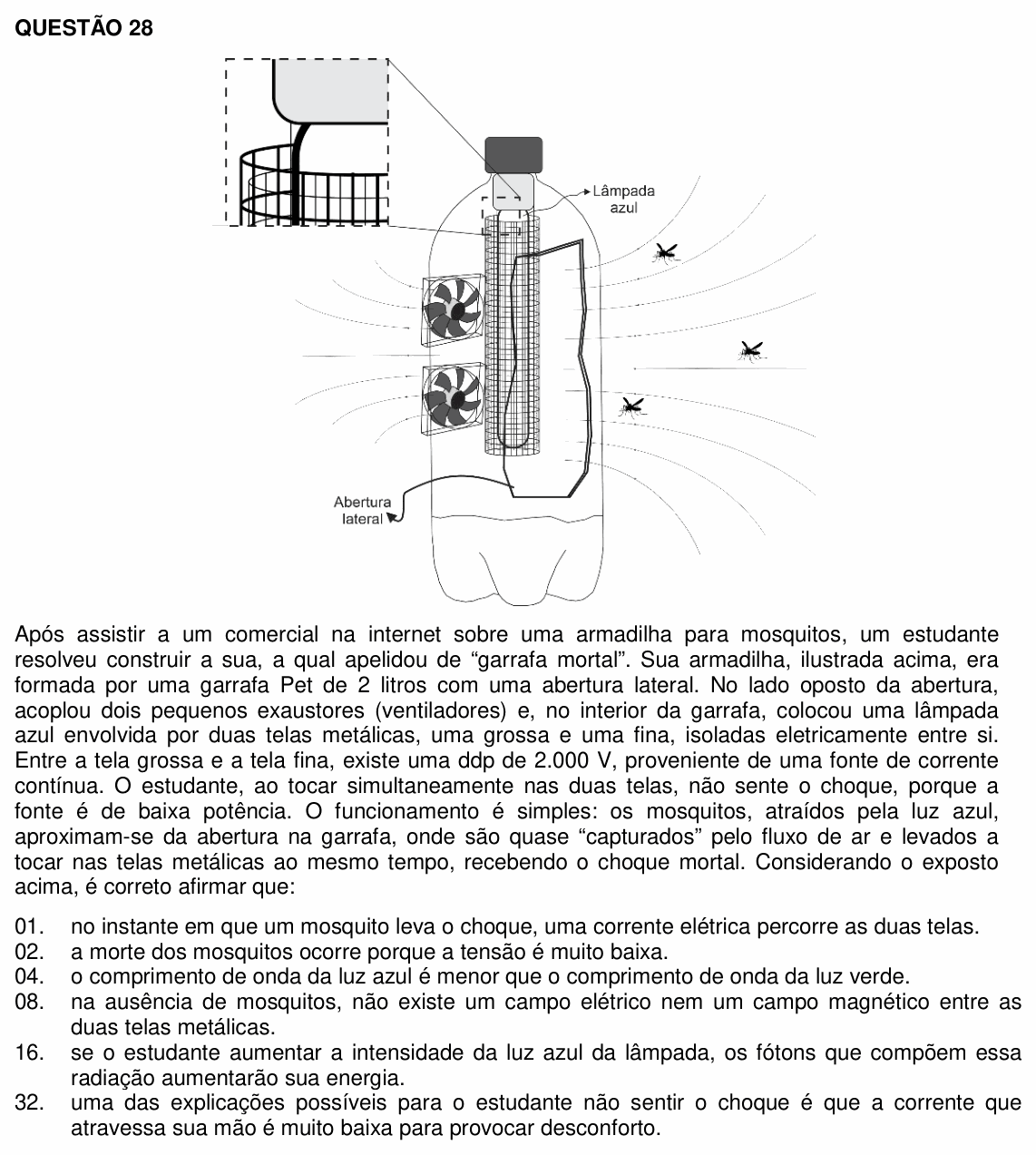 Enunciado da questão 28 de Física do UFSC 2022