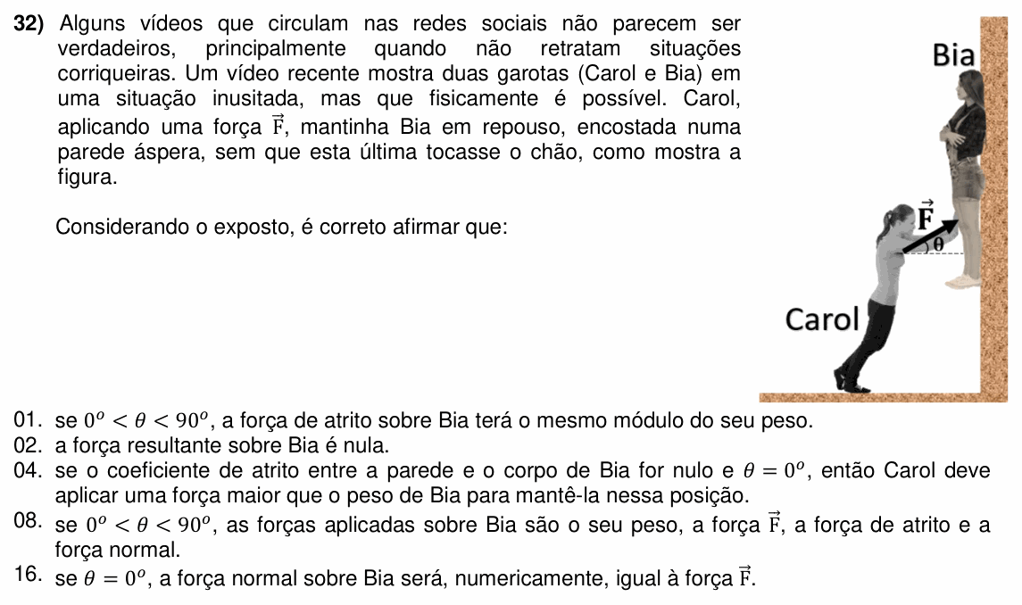 Enunciado da questão 32 de Física do UFSC 2023 (Vagas Remanescentes)