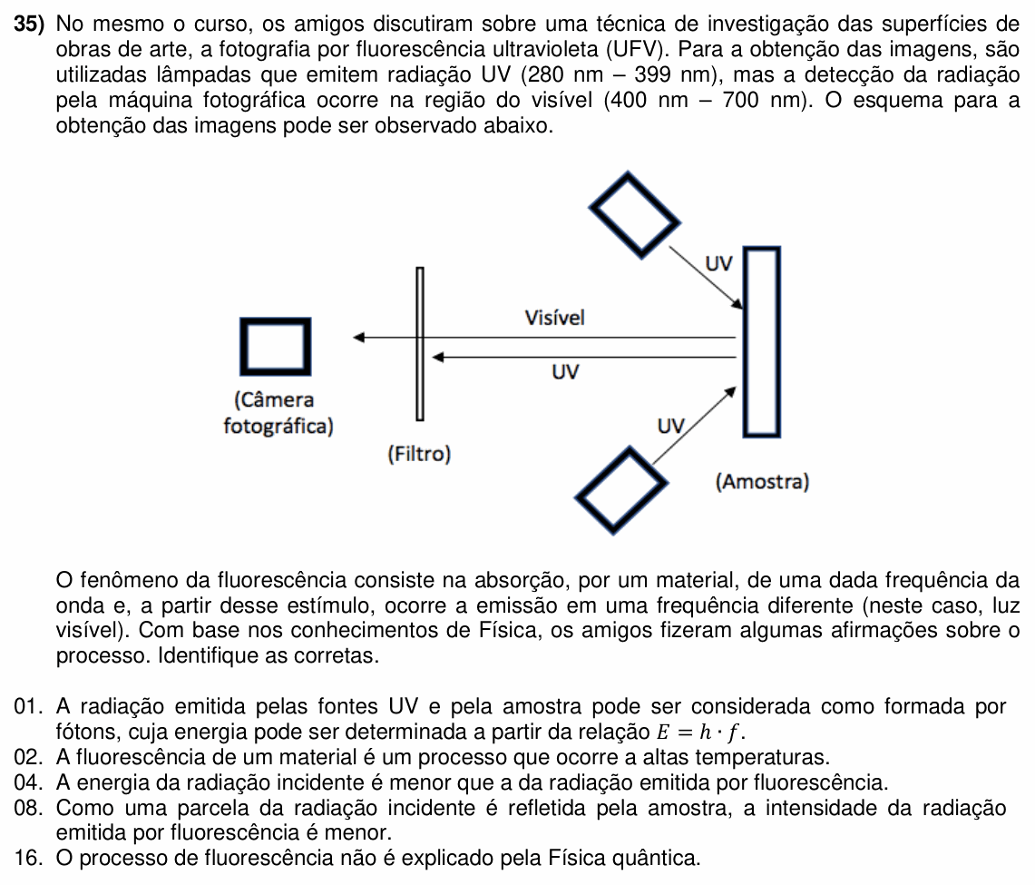 Enunciado da questão 35 de Física do UFSC 2023 (Vagas Remanescentes)