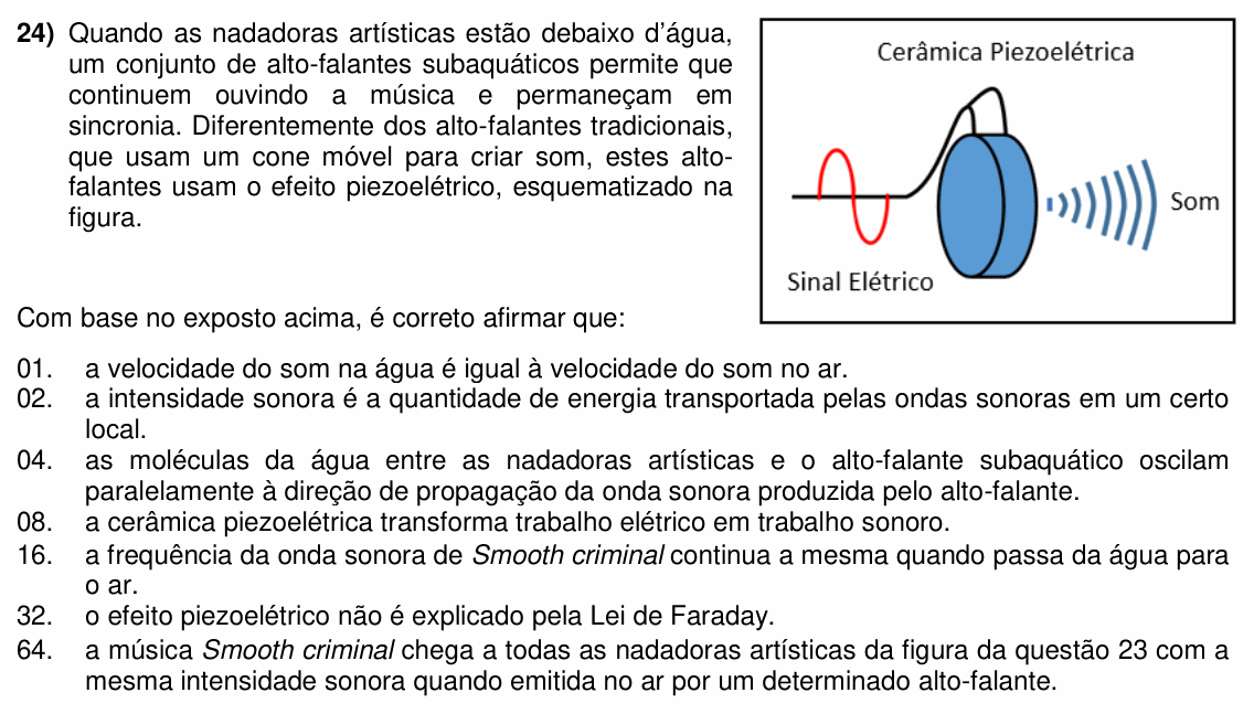 Enunciado da questão 24 de Física do UFSC 2025