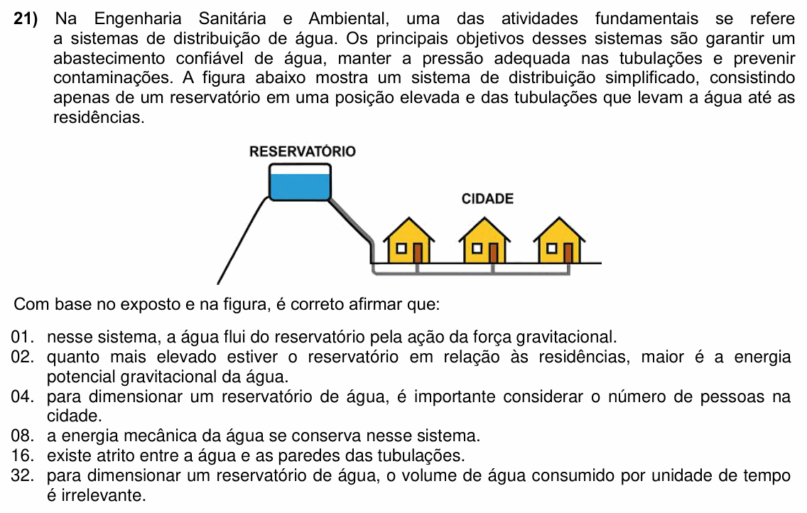 Enunciado da questão 21 de Física do UFSC 2026