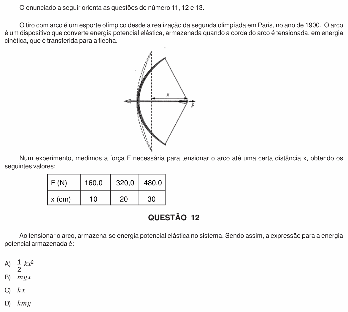 Enunciado da questão 12 de Física do UFU 2010-2