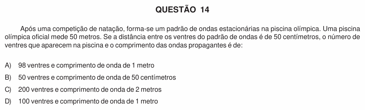 Enunciado da questão 14 de Física do UFU 2010-2