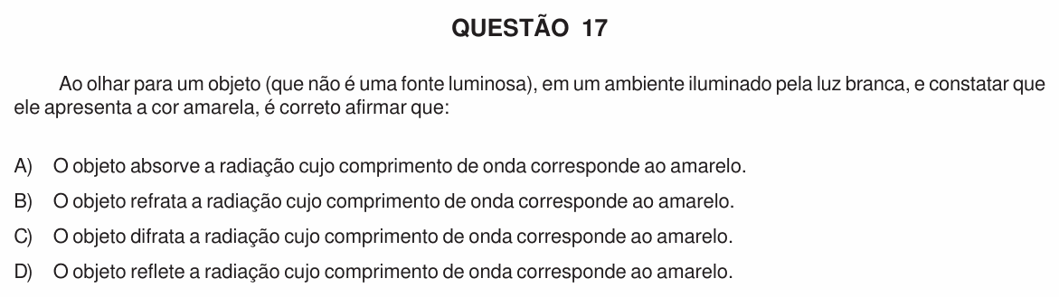 Enunciado da questão 17 de Física do UFU 2010-2