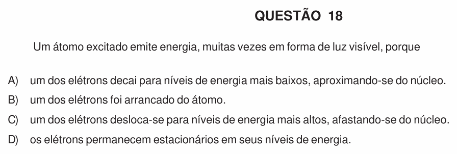 Enunciado da questão 18 de Física do UFU 2010-2
