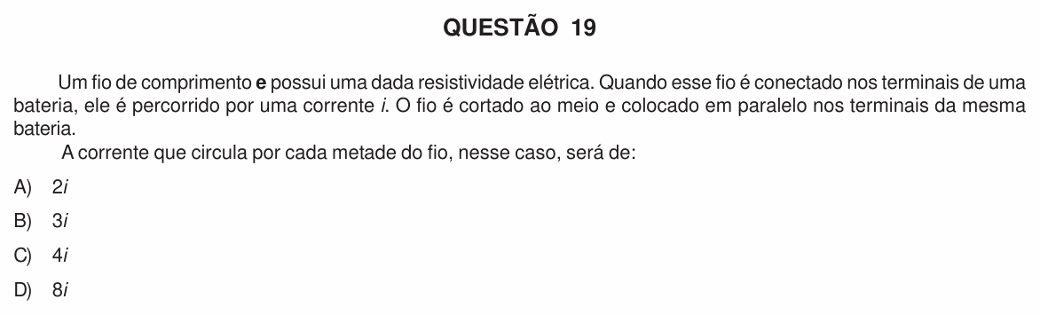 Enunciado da questão 19 de Física do UFU 2010-2