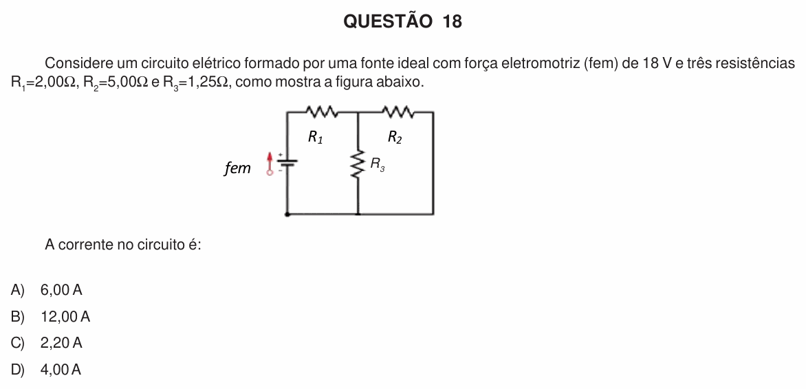 Enunciado da questão 18 de Física do UFU 2011-1 (Processo Seletivo Especial)