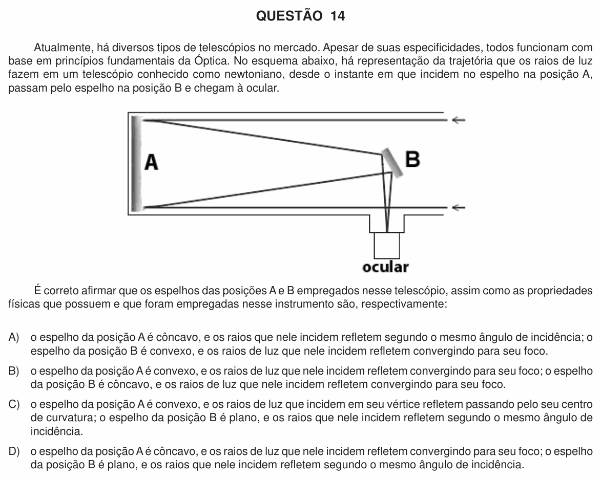 Enunciado da questão 14 de Física do UFU 2011-2