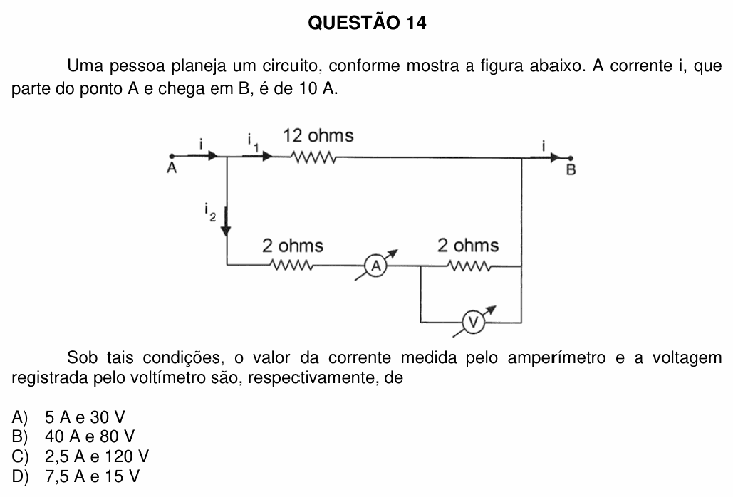 Enunciado da questão 14 de Física do UFU 2012-2