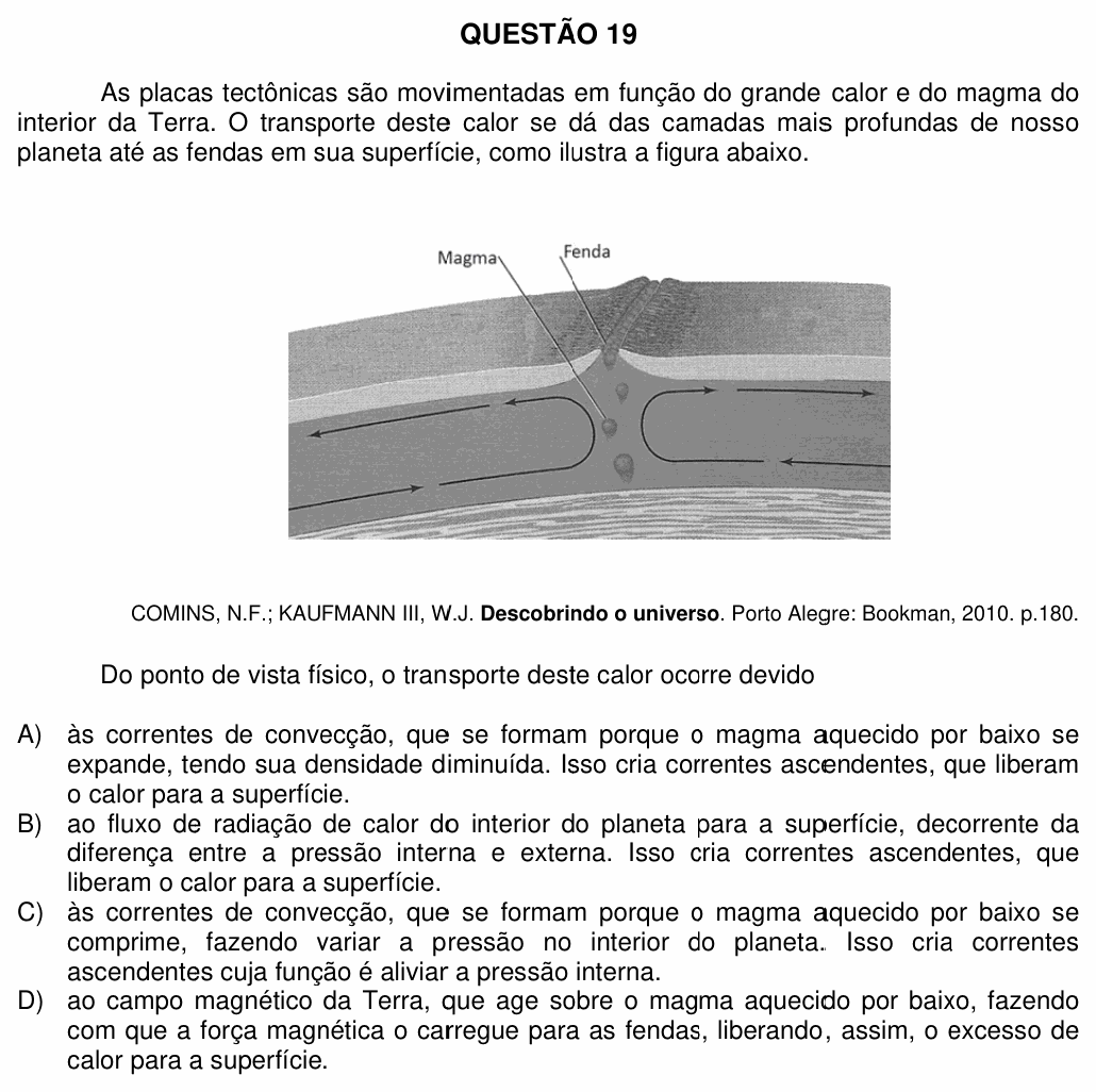 Enunciado da questão 19 de Física do UFU 2012-2
