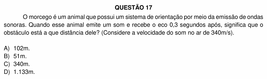 Enunciado da questão 17 de Física do UFU 2019-2