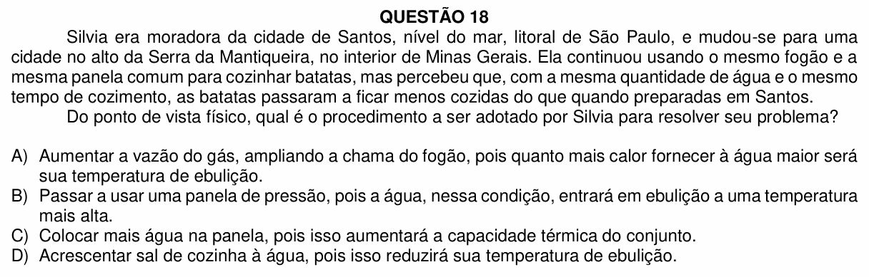 Enunciado da questão 18 de Física do UFU 2021-2 (Medicina)