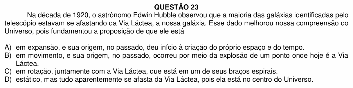 Enunciado da questão 23 de Física do UFU 2022-2