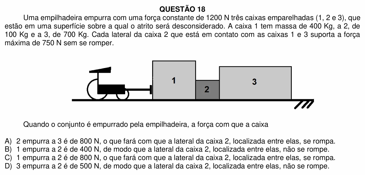 Enunciado da questão 18 de Física do UFU 2023-2