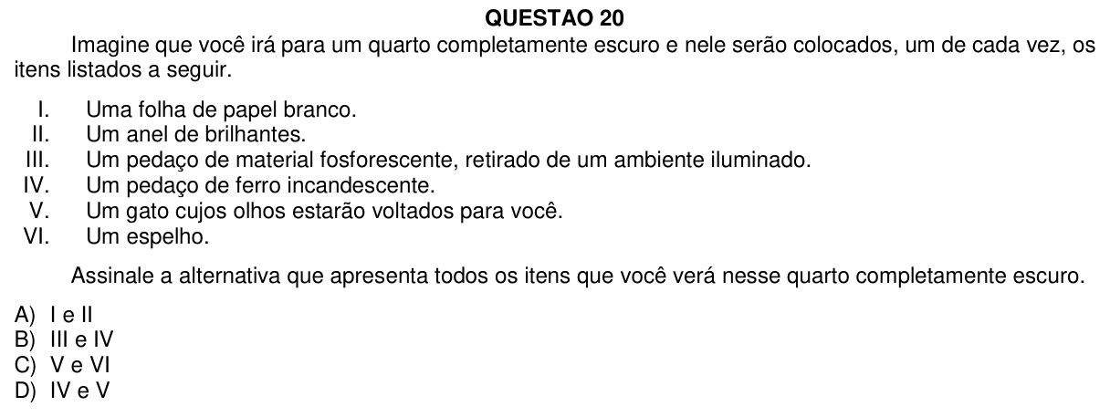 Enunciado da questão 20 de Física do UFU 2023-2