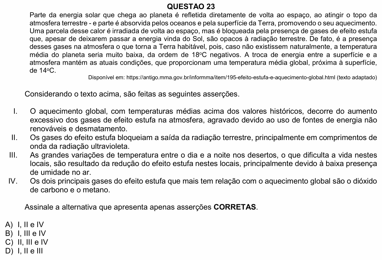 Enunciado da questão 23 de Física do UFU 2025-2