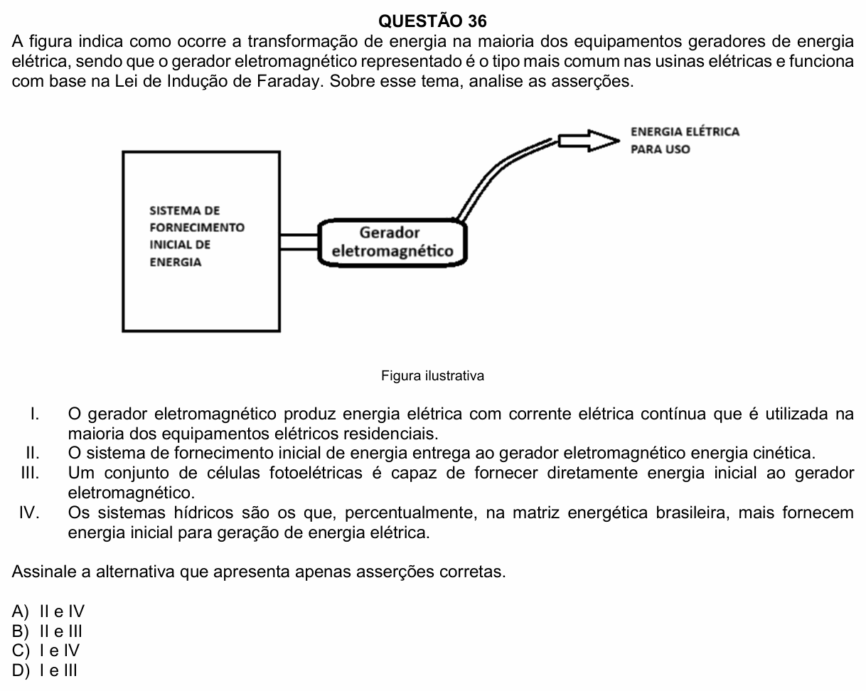 Enunciado da questão 36 de Física do UFU 2026-2