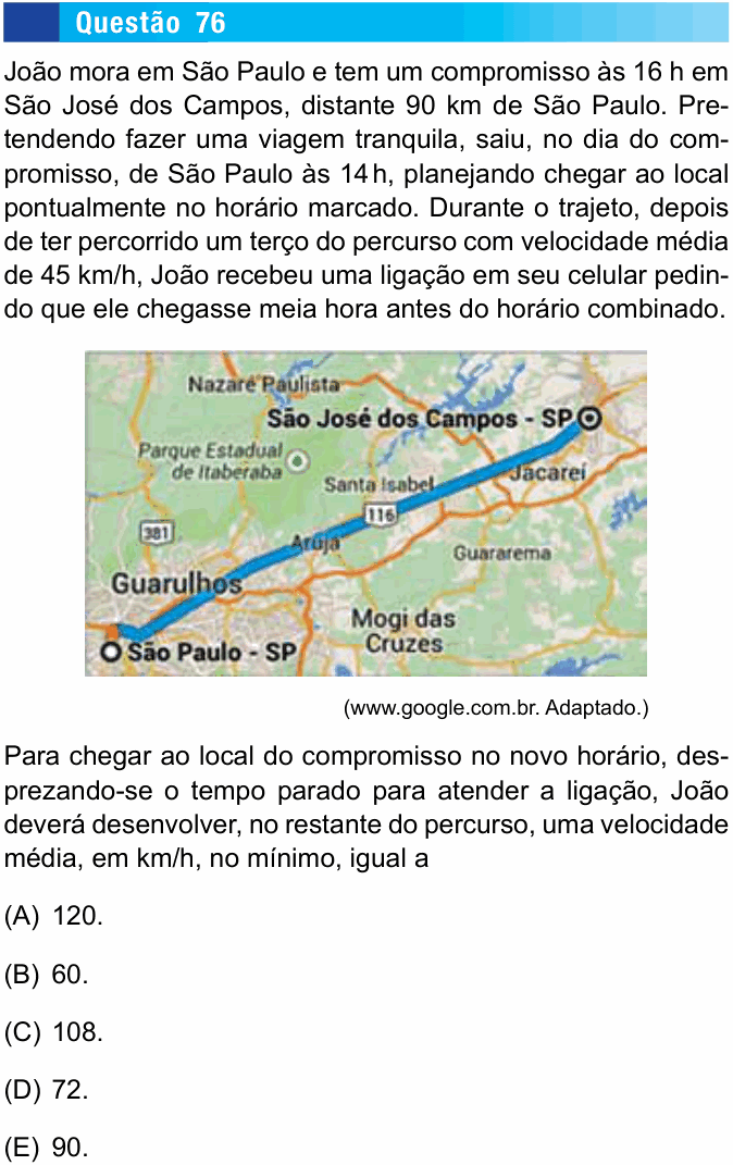 Enunciado da questão 76 de Física do UNESP 2015 (meio de ano)