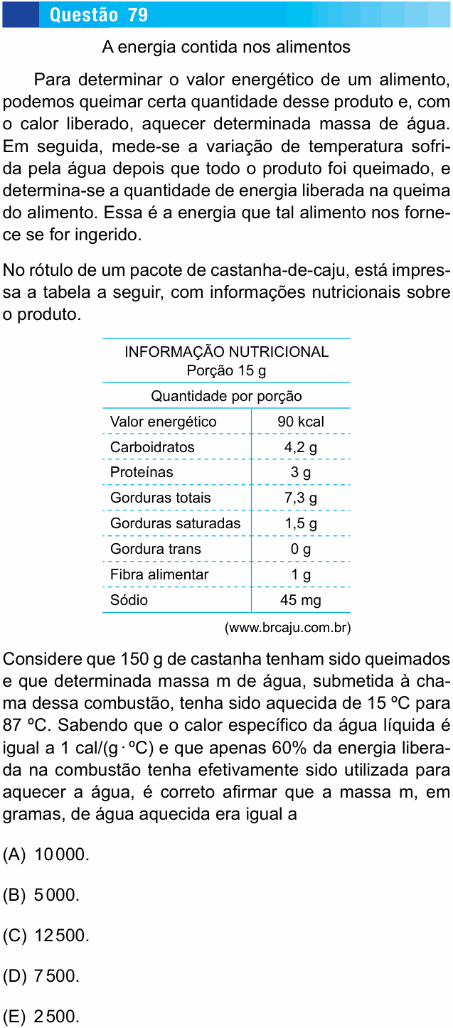 Enunciado da questão 79 de Física do UNESP 2015