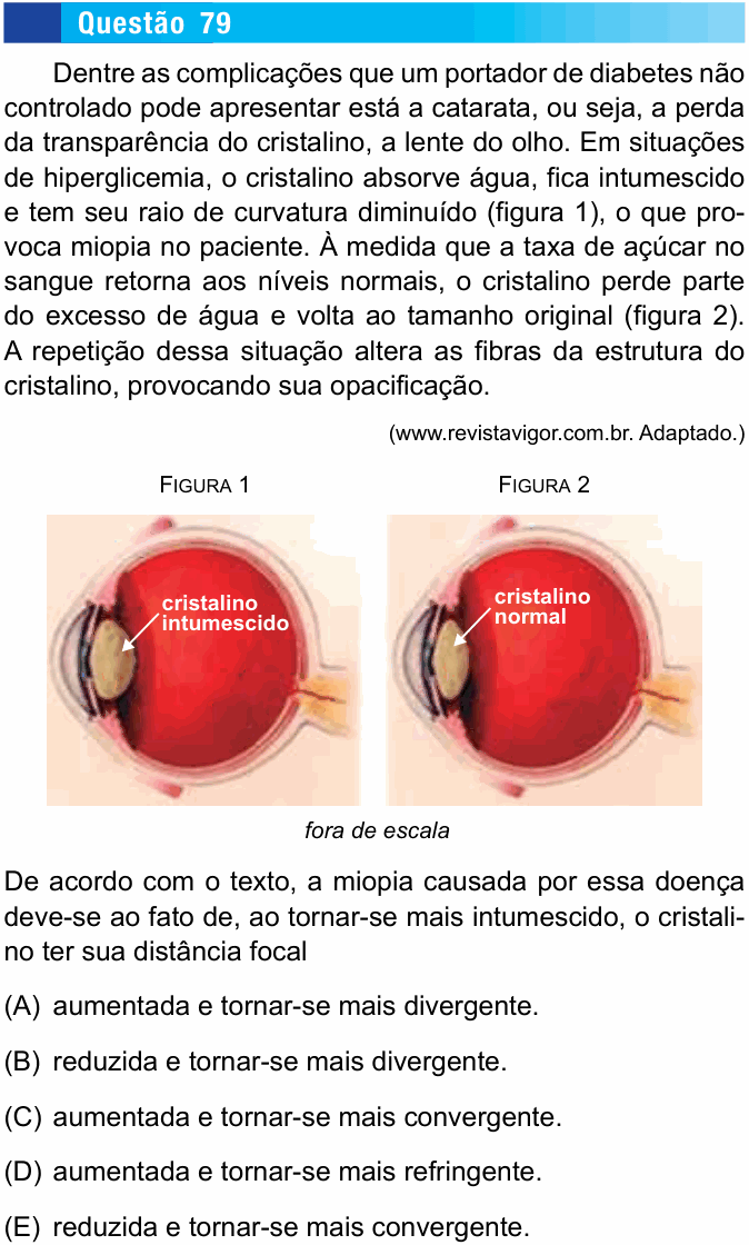 Enunciado da questão 79 de Física do UNESP 2016 (meio de ano)