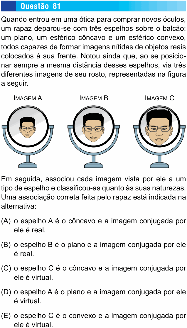 Enunciado da questão 81 de Física do UNESP 2016