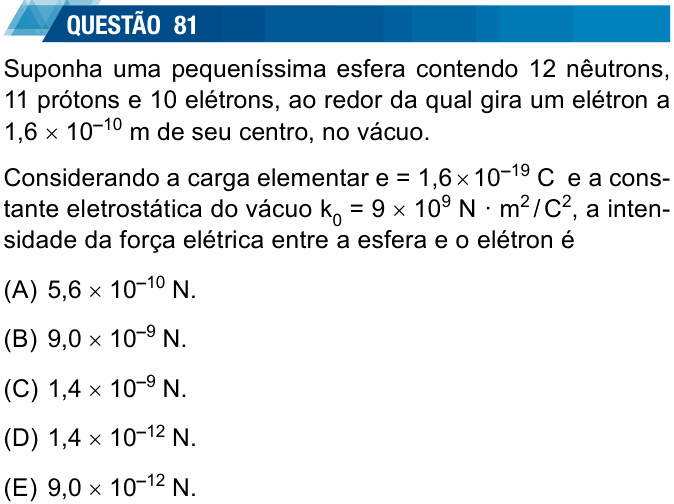 Enunciado da questão 81 de Física do UNESP 2018 (meio de ano)