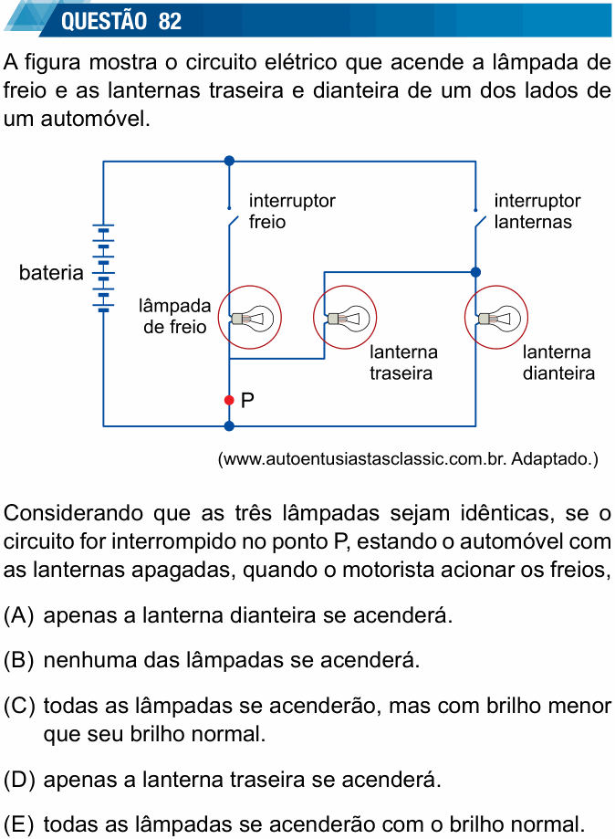 Enunciado da questão 82 de Física do UNESP 2018 (meio de ano)